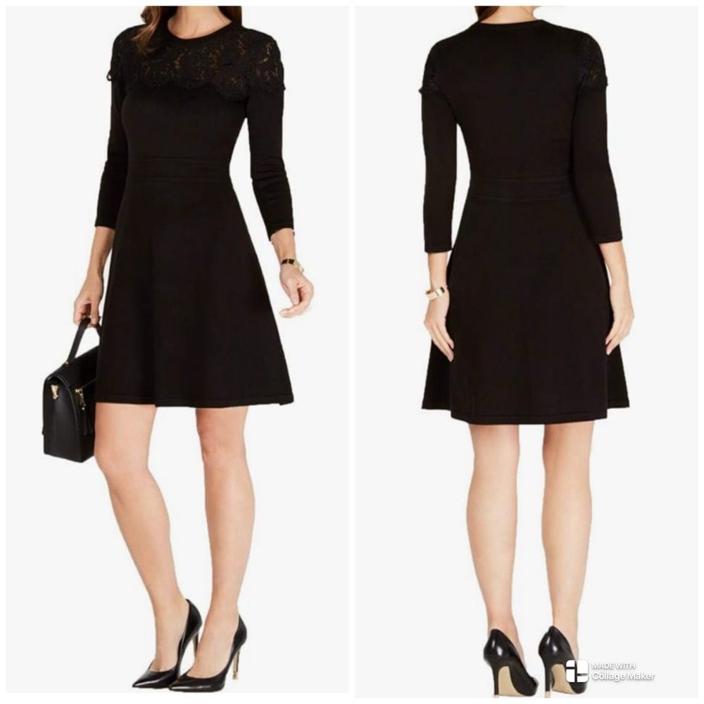 Jessica Howard Women's Illusion-Lace Sweater Dress